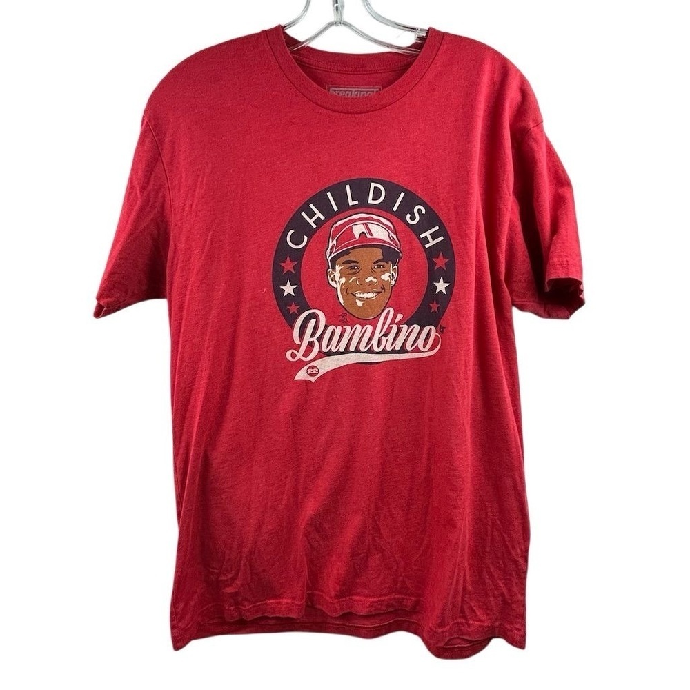 Breaking Childish‎ Bambino Kids L Red Graphic Baseball T-Shirt Casual